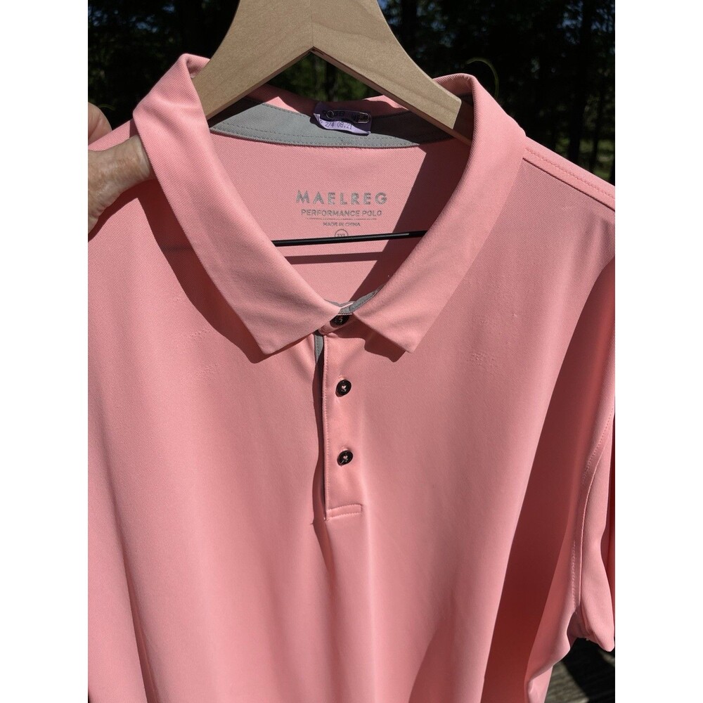Maelreg Performance Golf Polo Shirt Pink Active Wear w Dry Clean Tag Men 3XL